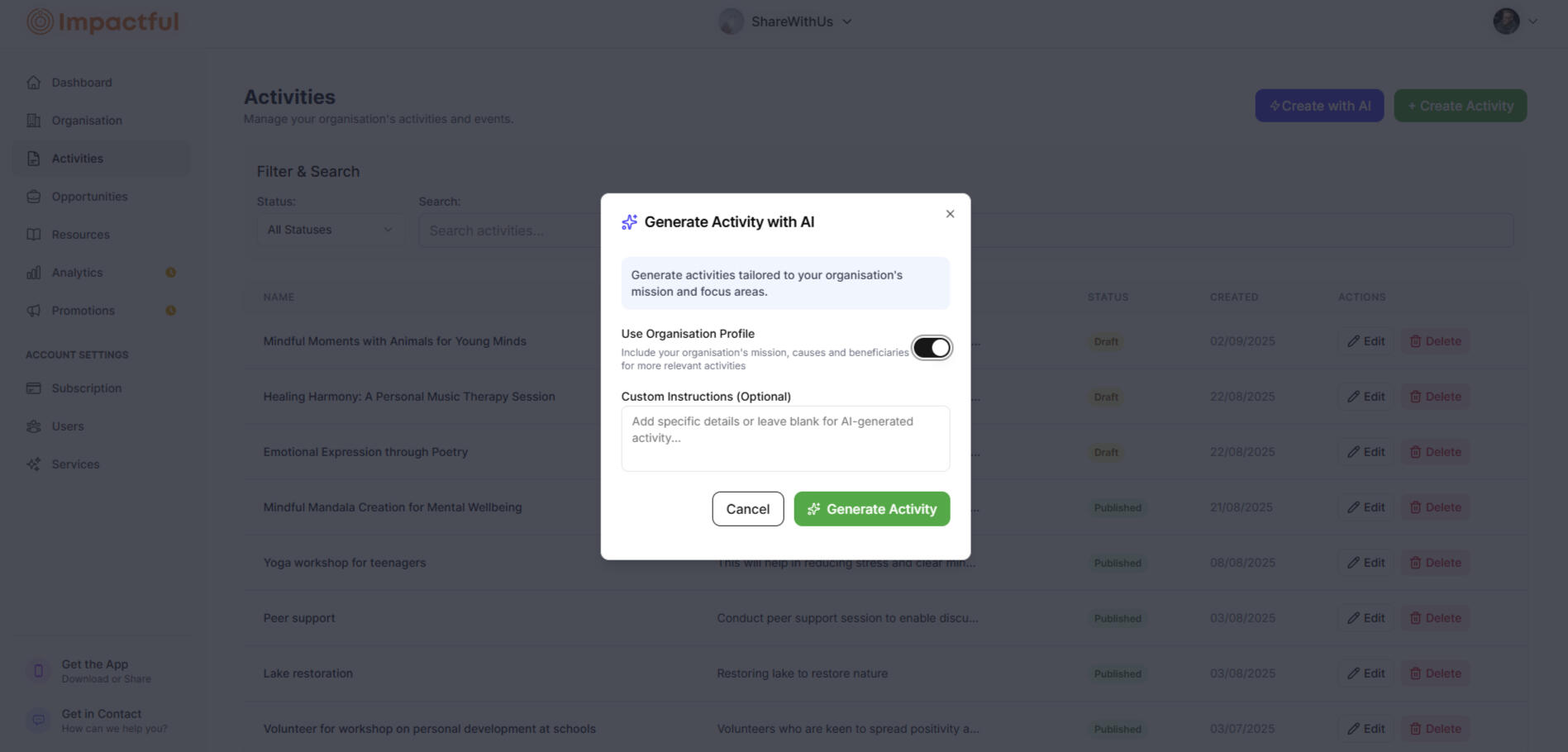 Create Activities with AI