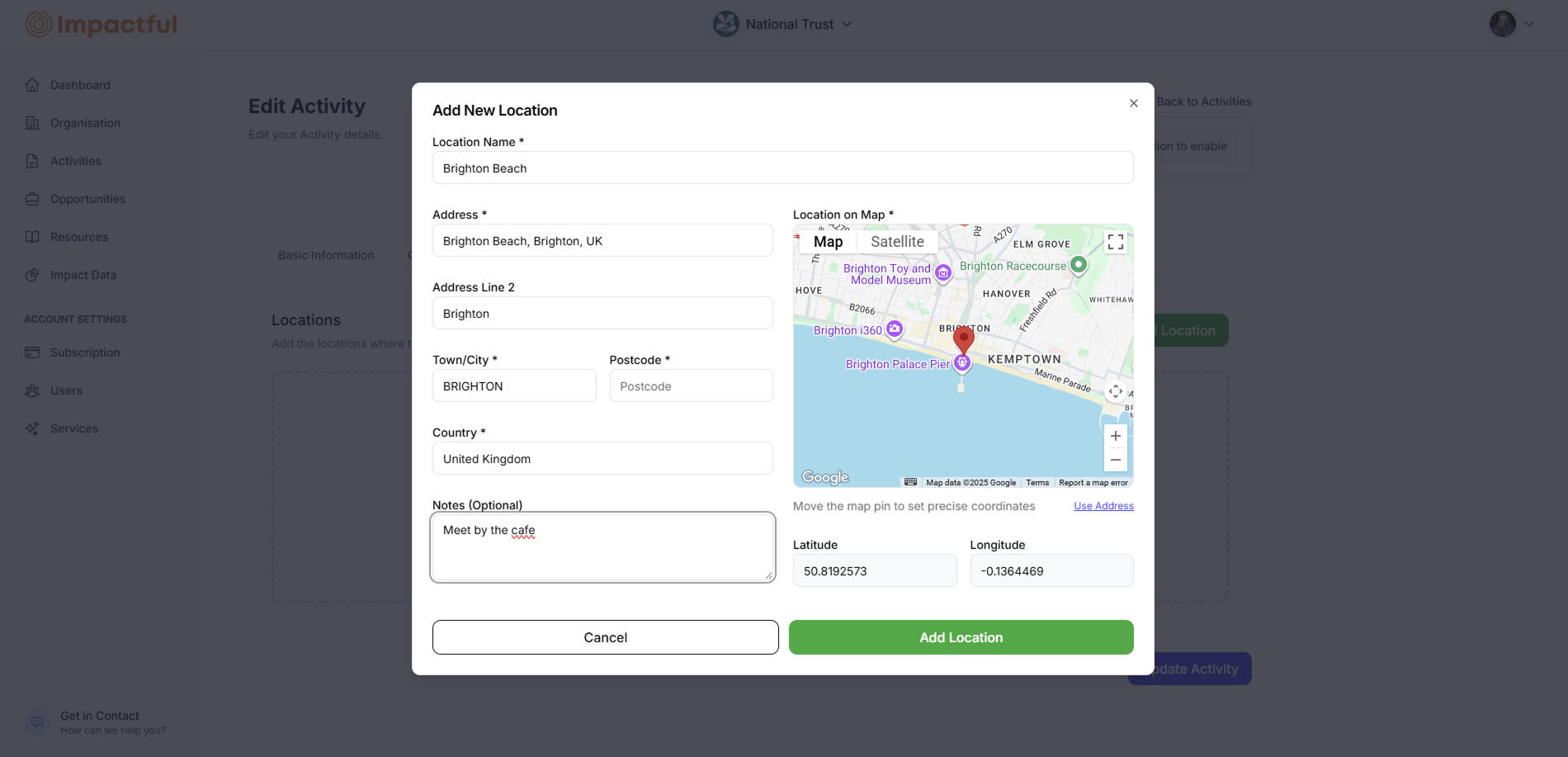 Make activities location specific
